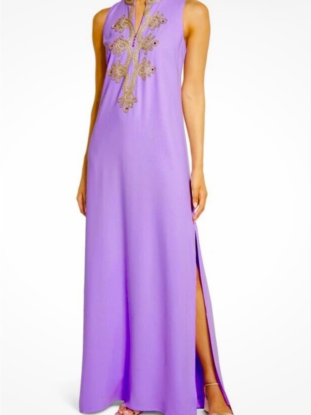 Lilly Pulitzer Lavender Maxi Dress with Gold Embroidery